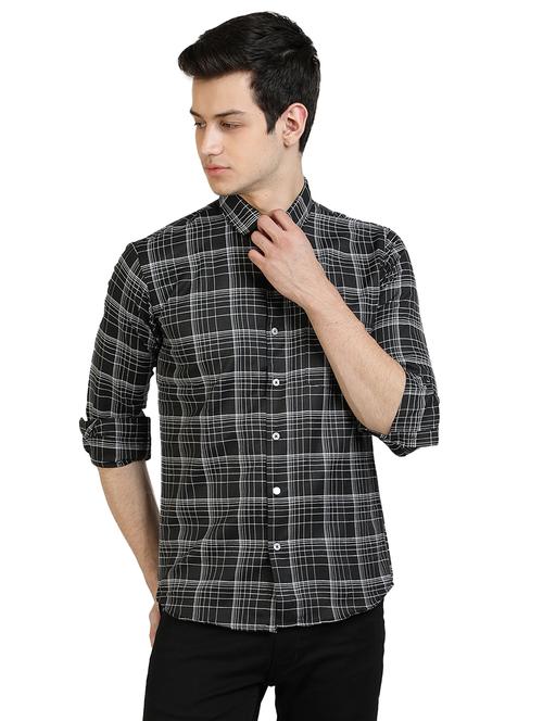 black checkered casual shirt - 17353291 - Very Small Image - 1