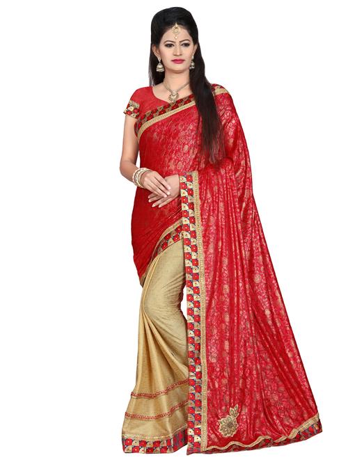 solid half & half saree with blouse - 17353299 - Very Small Image - 1