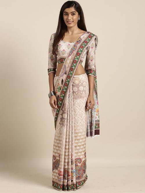 paisley printed saree with blouse - 17353344 - Very Small Image - 1