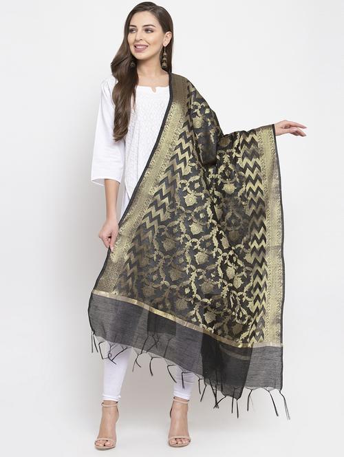 black chanderi dupatta - 17353866 - Very Small Image - 1