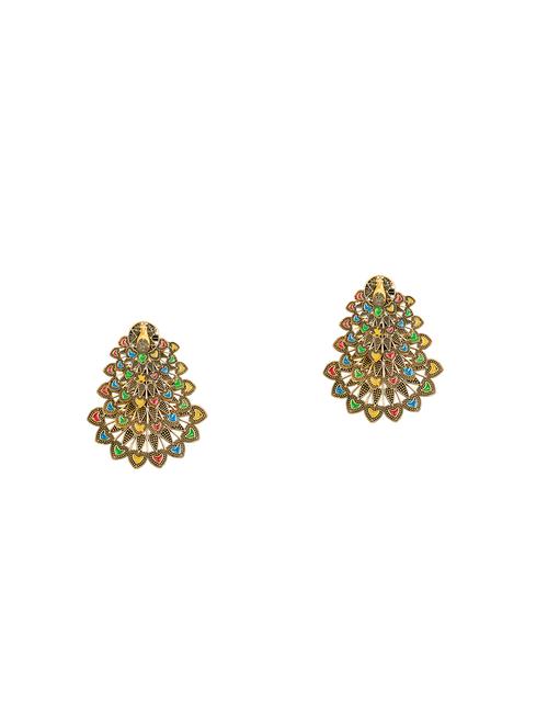 gold metal chandballi earring - 17354432 - Very Small Image - 1