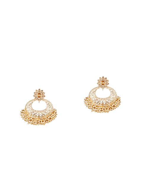 gold metal chandballi earring - 17354442 - Very Small Image - 1