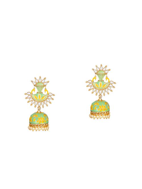 gold metal jhumka earring - 17354462 - Very Small Image - 1