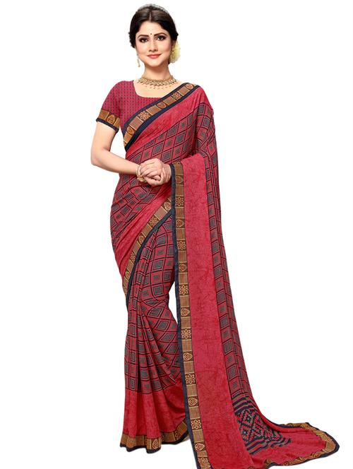 geometrical printed saree with blouse - 17354728 - Very Small Image - 1
