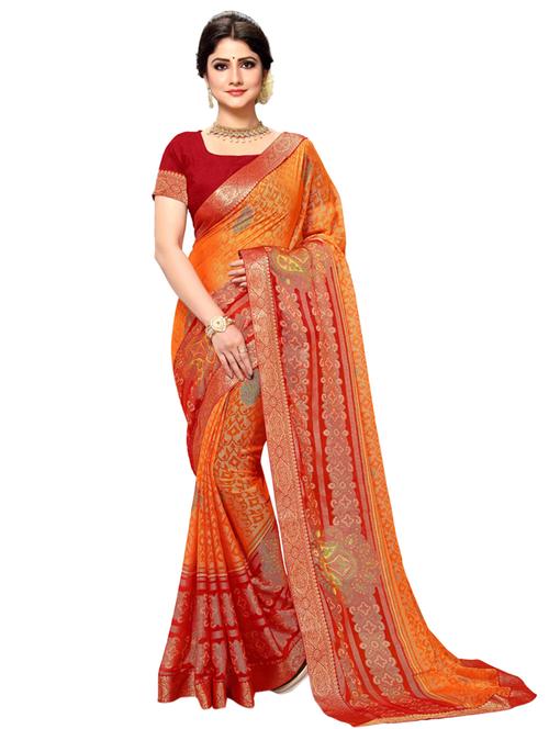 bordered printed saree with blouse - 17354734 - Very Small Image - 1