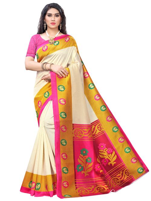 solid plain saree with blouse - 17354800 - Very Small Image - 1