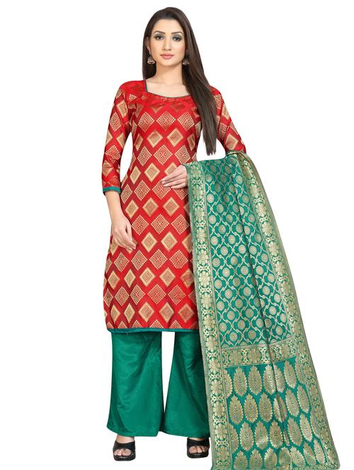 zari work unstitched suit - 17354904 - Very Small Image - 1