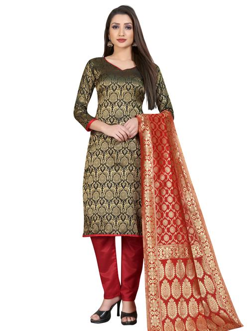 zari work unstitched suit - 17354905 - Very Small Image - 1