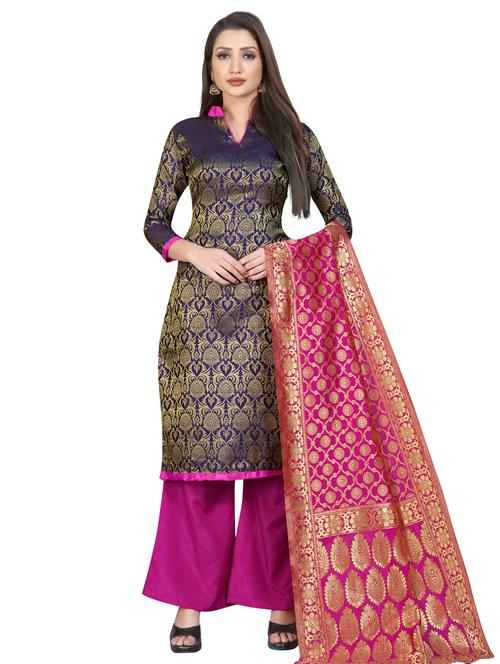 zari work unstitched suit - 17354906 - Very Small Image - 1