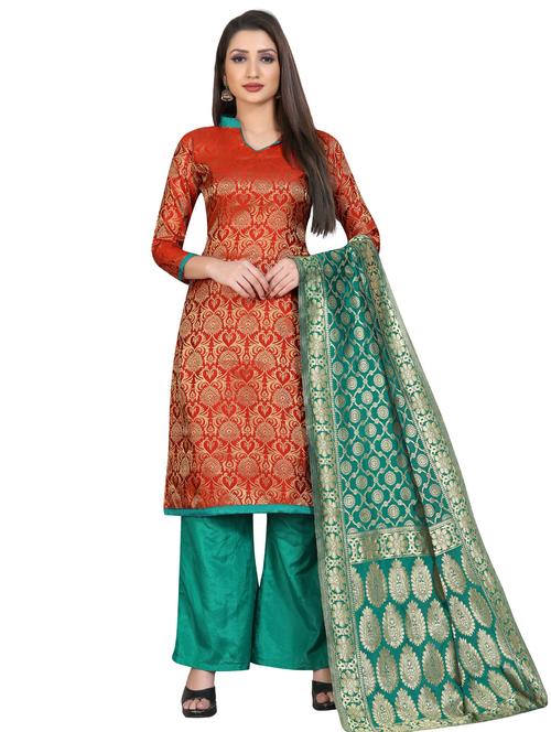 zari work unstitched suit - 17354908 - Very Small Image - 1