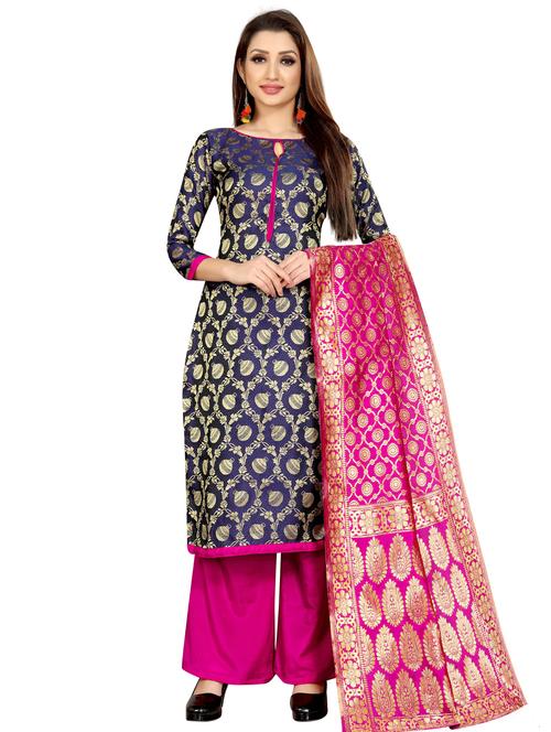 zari work unstitched suit - 17354910 - Very Small Image - 1