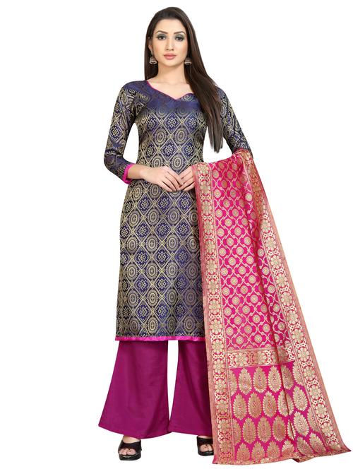 zari work unstitched suit - 17354914 - Very Small Image - 1