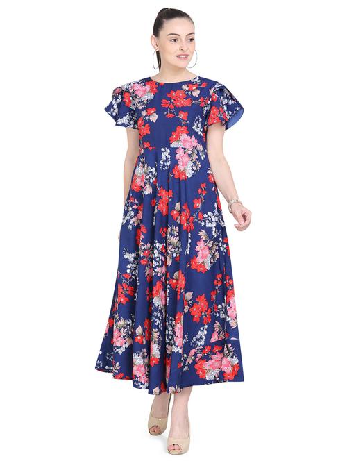 round neck floral flared dress - 17354982 - Very Small Image - 1