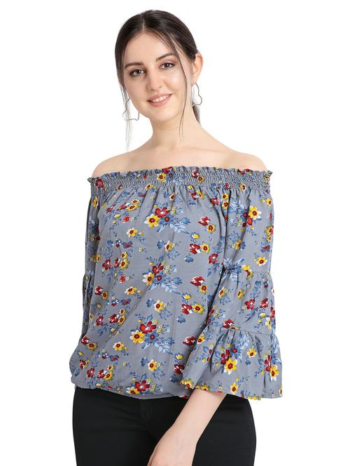 off shoulder floral top - 17355024 - Very Small Image - 1