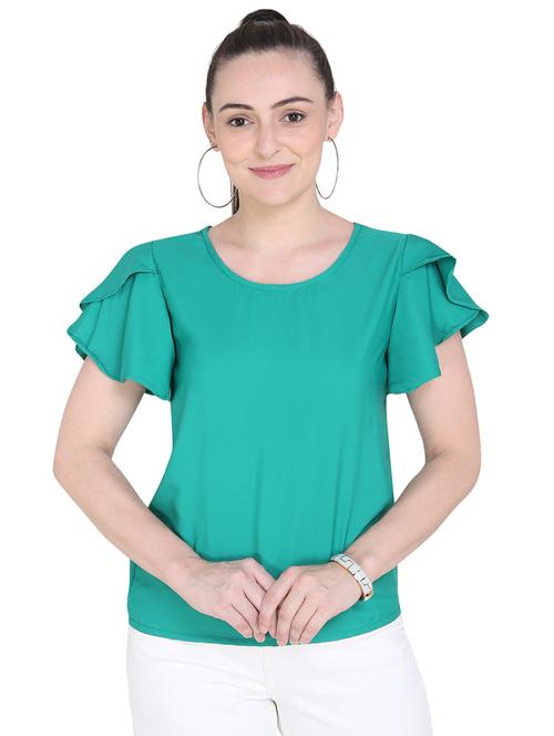 bell sleeved solid top - 17355037 - Very Small Image - 1