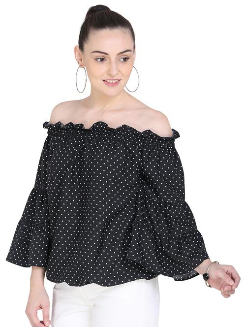 off shoulder polka dot top - 17355050 - Very Small Image - 1