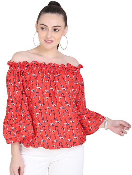off shoulder printed top - 17355051 - Very Small Image - 1