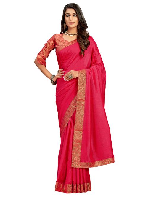 solid plain saree with blouse - 17355264 - Very Small Image - 1