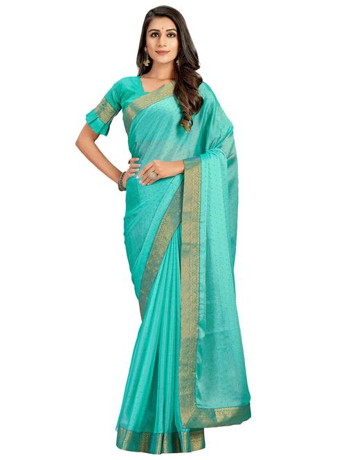 turquoise georgette saree with blouse - 17355266 - Very Small Image - 1