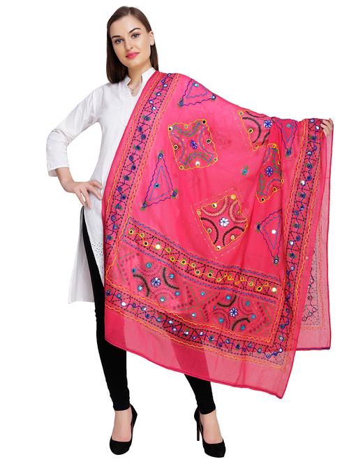 red cotton blend dupatta - 17355425 - Very Small Image - 1