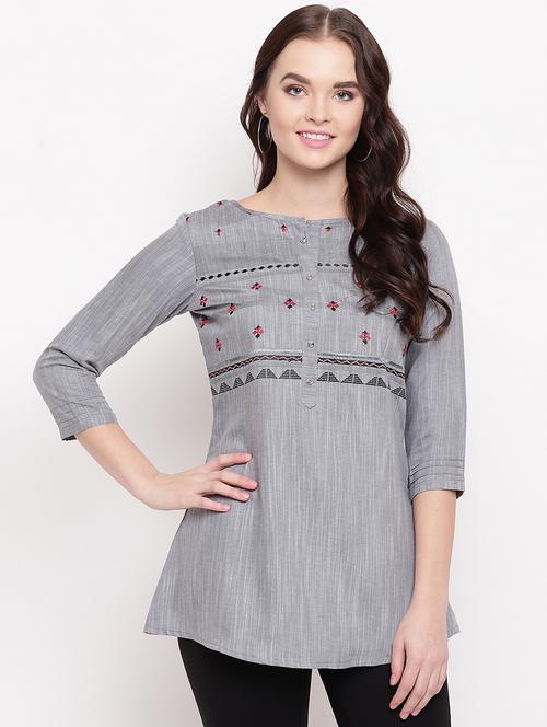embroidered a-line kurti - 17355664 - Very Small Image - 1