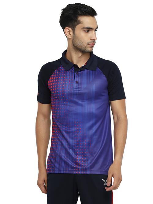navy blue printed polo t-shirt - 17356527 - Very Small Image - 1
