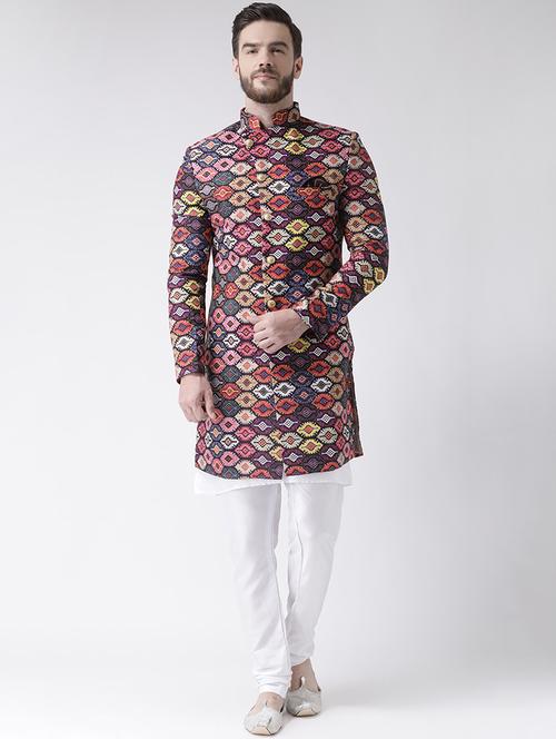 multi colored printed sherwani set - 17356755 - Very Small Image - 1