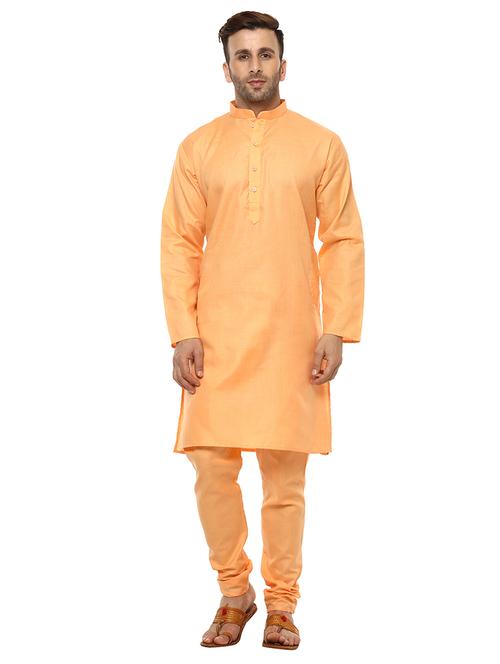 orange solid long kurta - 17357095 - Very Small Image - 1