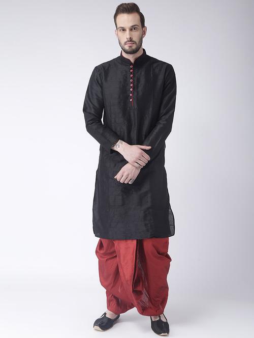 black solid dhoti kurta set - 17357116 - Very Small Image - 1