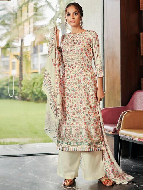 floral print unstitched suit - 17357267 - Very Small Image - 1
