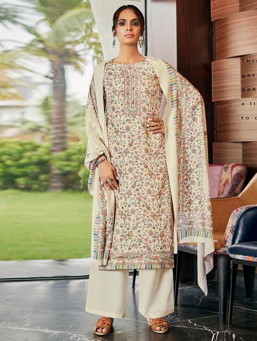 floral print unstitched suit - 17357269 - Very Small Image - 1