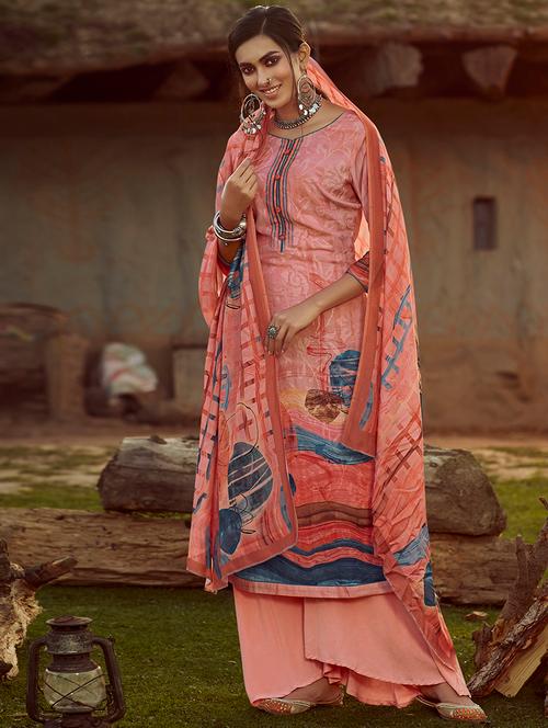 floral print unstitched suit - 17357276 - Very Small Image - 1