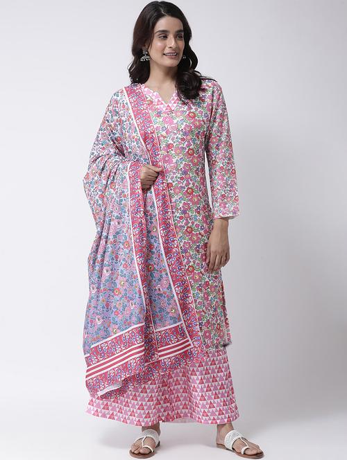 floral kurta dupatta set - 17357753 - Very Small Image - 1