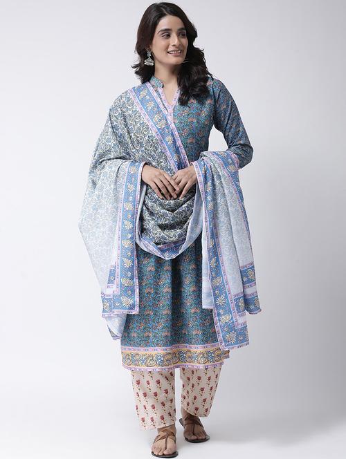 floral kurta dupatta set - 17357760 - Very Small Image - 1