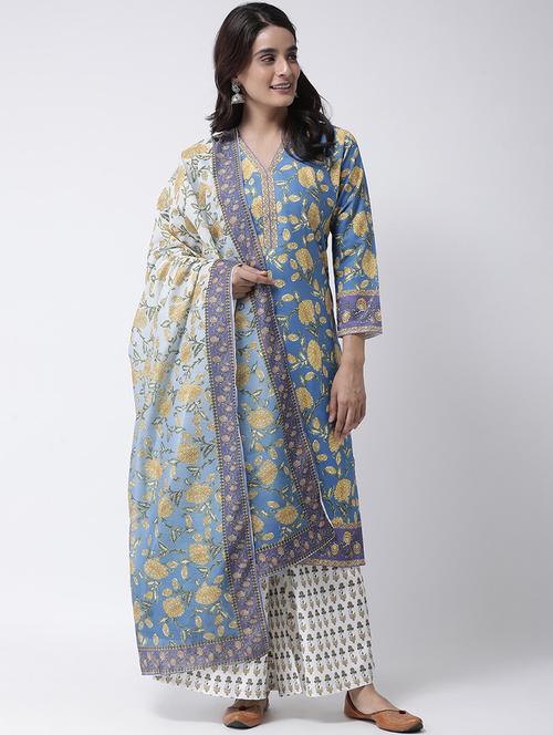 floral kurta dupatta set - 17357762 - Very Small Image - 1