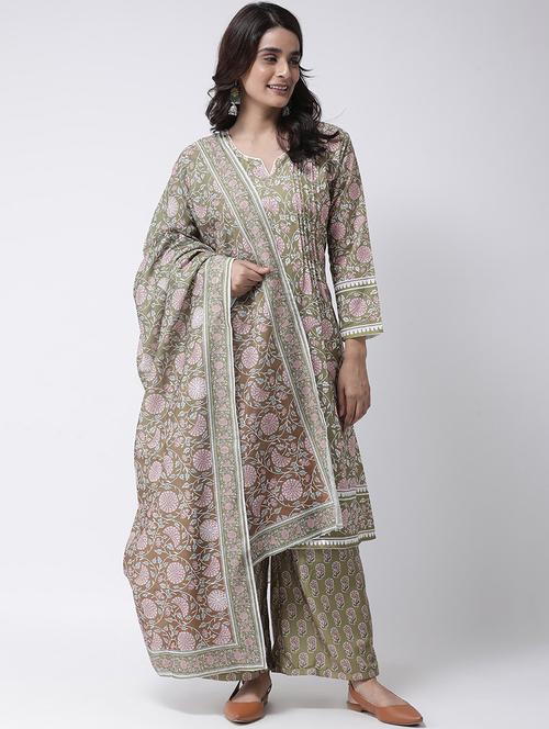 floral kurta dupatta set - 17357770 - Very Small Image - 1