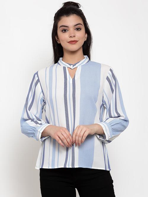key hole neck striped top - 17358124 - Very Small Image - 1