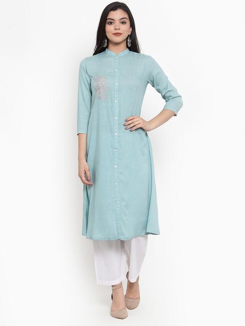 embroidered a-line kurta - 17358144 - Very Small Image - 1