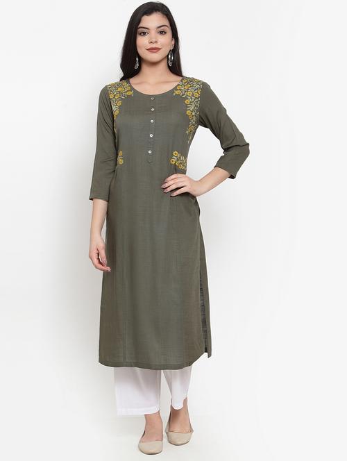 embroidered straight kurta - 17358152 - Very Small Image - 1