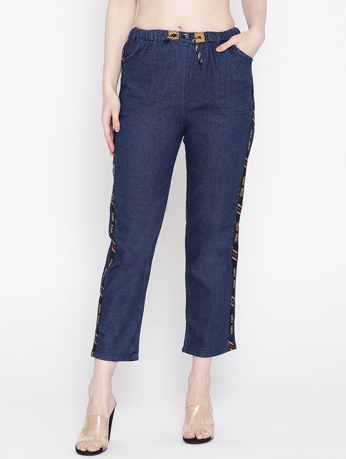 drawstring waist side tape jeans - 17358199 - Very Small Image - 1