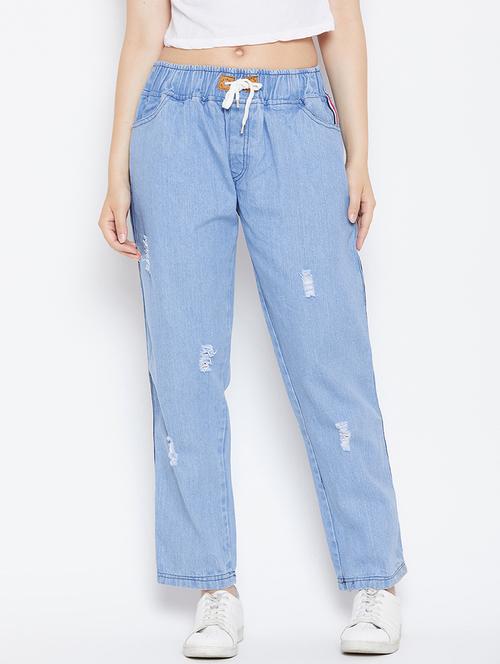 drawstring waist boyfriend jeans - 17358208 - Very Small Image - 1