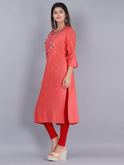 embroidered straight kurta - 17358390 - Very Small Image - 1