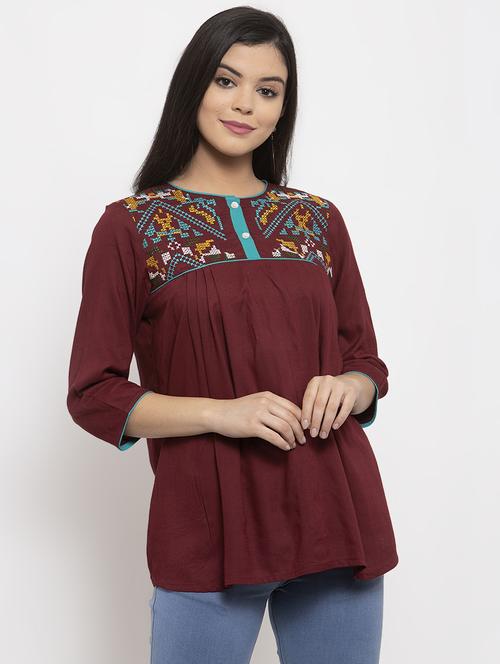 embroidered a-line kurti - 17358974 - Very Small Image - 1
