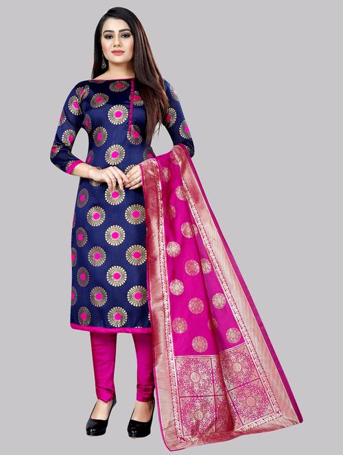 zari work unstitched suit - 17359071 - Very Small Image - 1