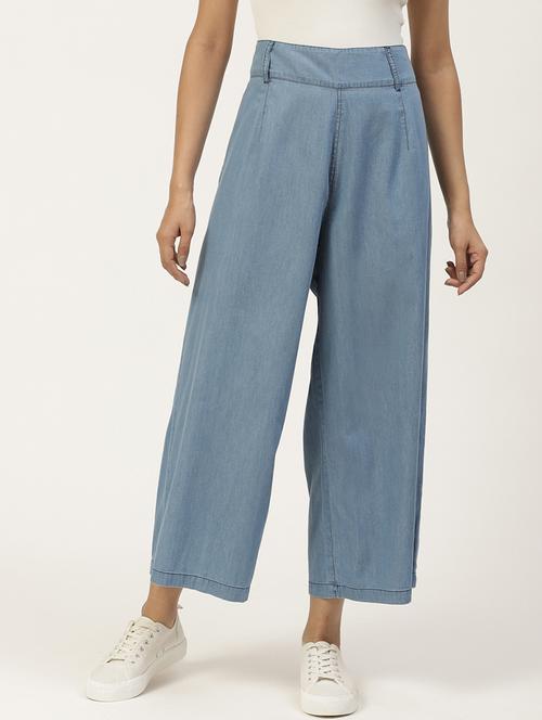 high rise denim palazzo - 17359380 - Very Small Image - 1