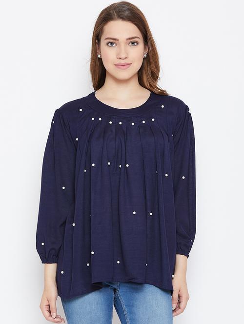 women's straight round neck top - 17359433 - Very Small Image - 1