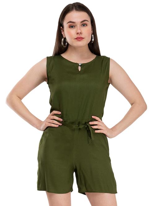 tie front solid romper - 17359516 - Very Small Image - 1