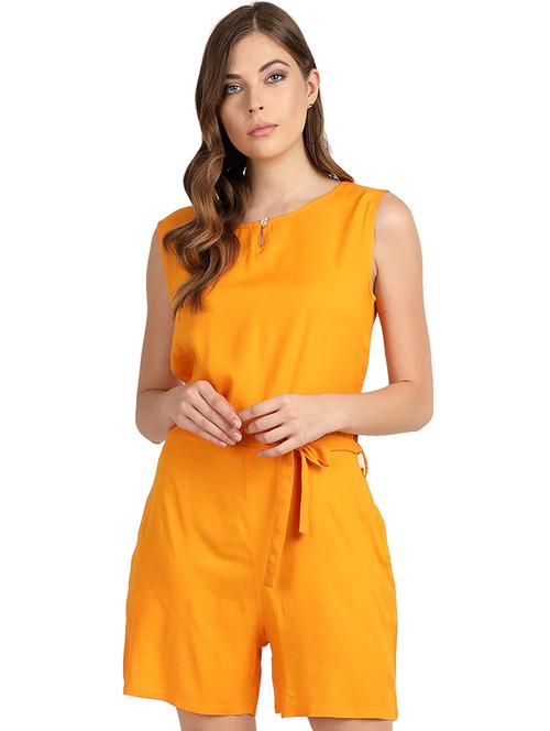 tie front solid romper - 17359519 - Very Small Image - 1
