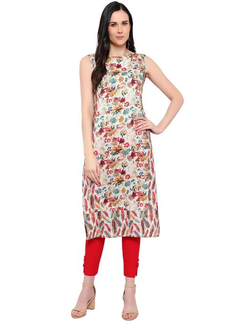 floral printed straight kurta - 17361326 - Very Small Image - 1
