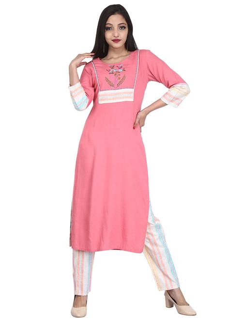 embroidered straight kurta - 17361334 - Very Small Image - 1